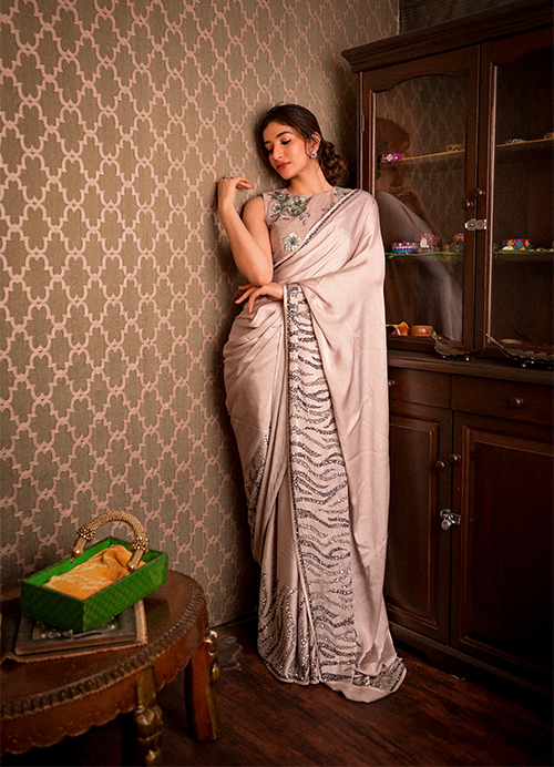 Elegant Satin Silk Saree with Net Blouse has Eternal Appeal
