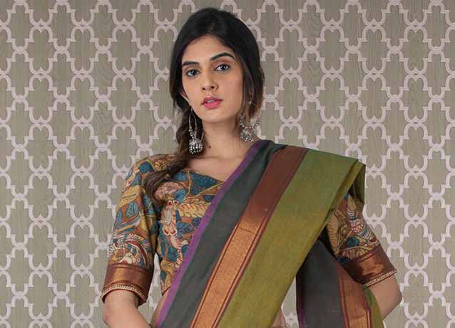 kalamkari blouse pieces wholesale