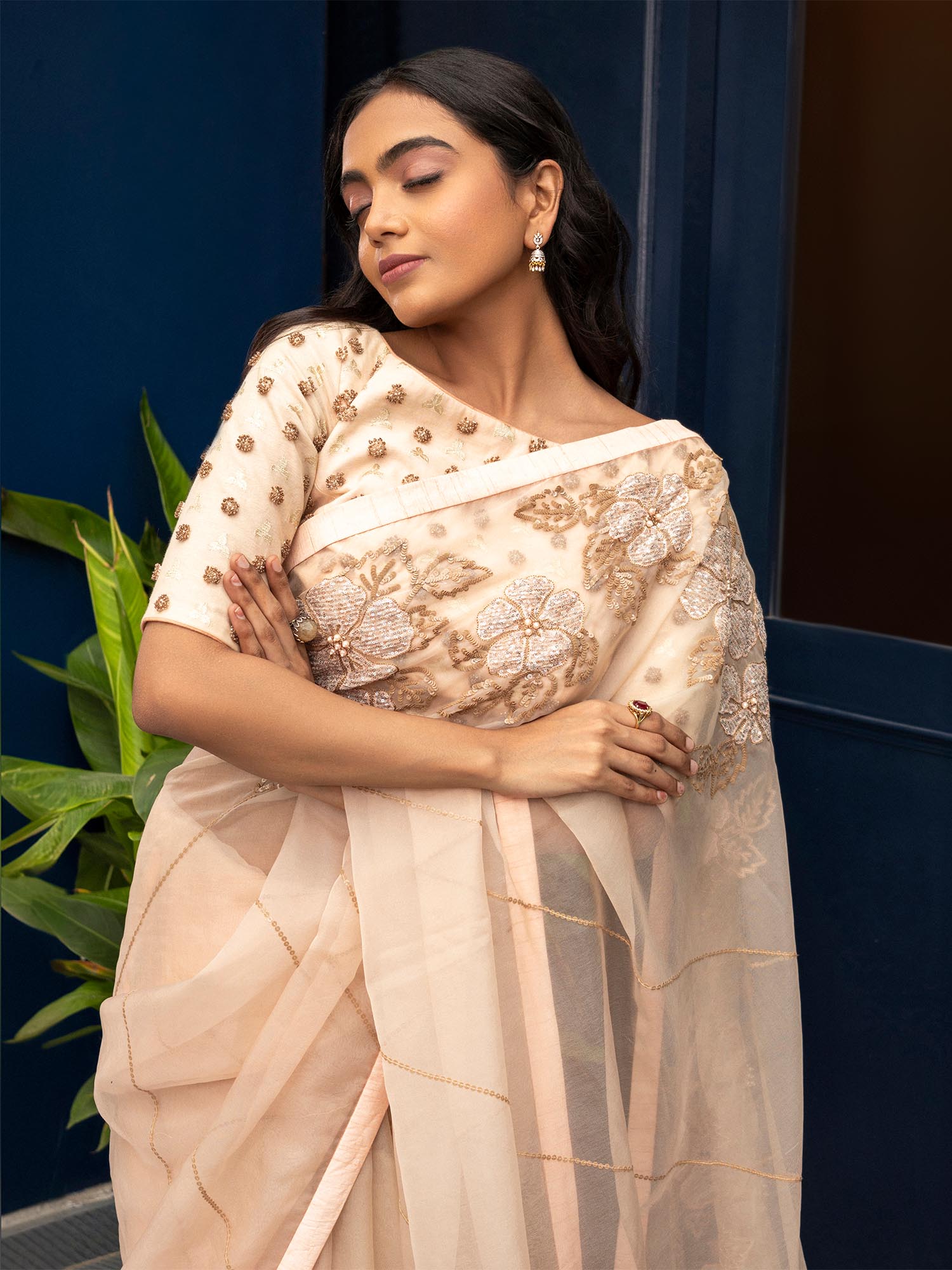 PEACH PETALS SAREE